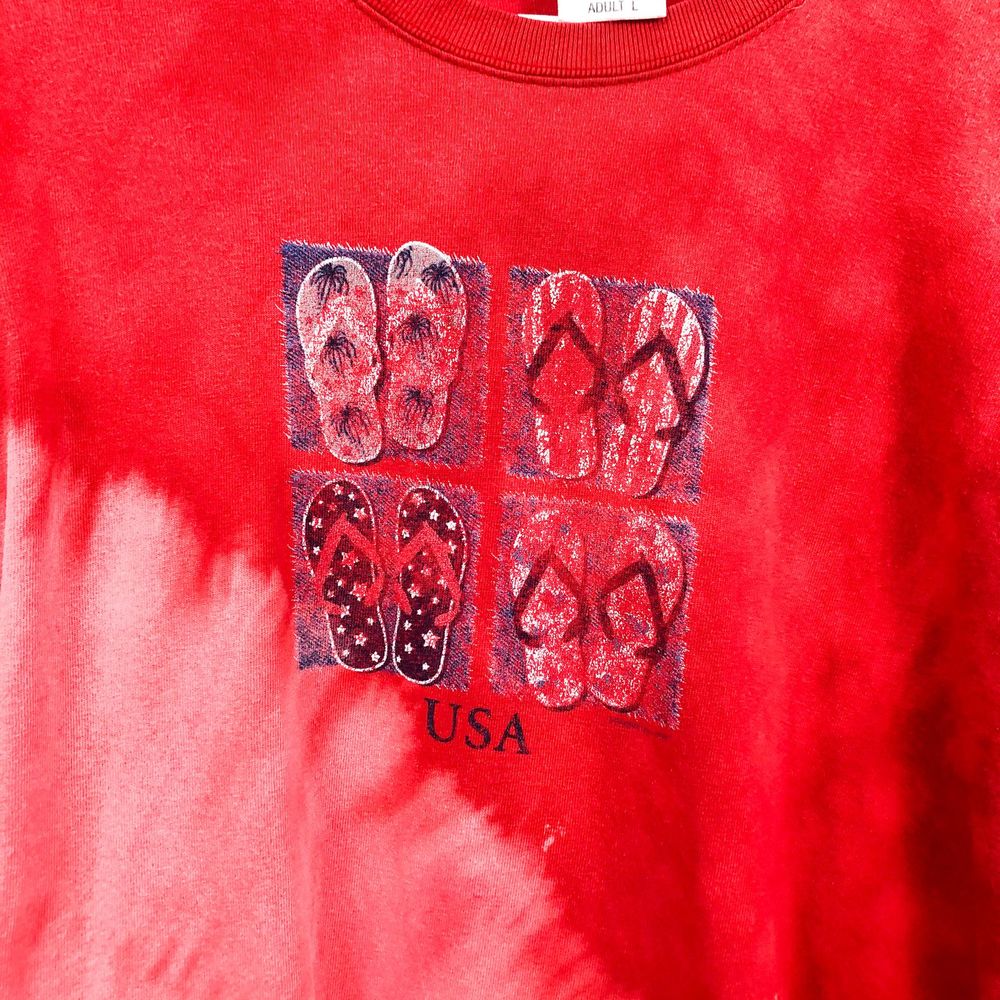 USA Sonoma Red Bleached Dip Dye Oversized Tee - Picture 4 of 6
